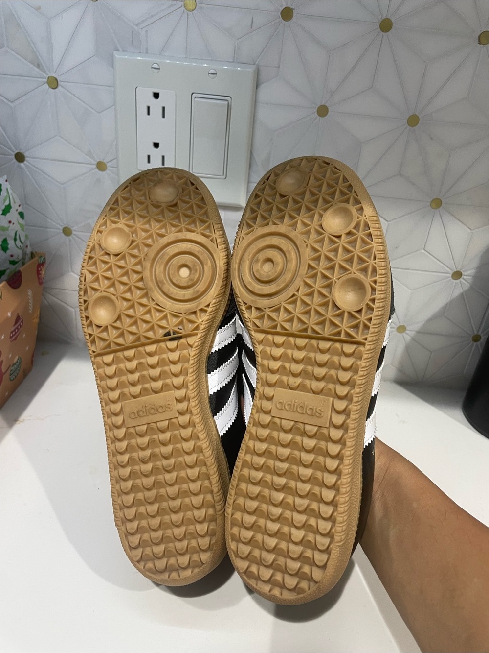 adidas Girls Black and Gray Mary Jane Sneakers with Gum Sole - Picture 4 of 4